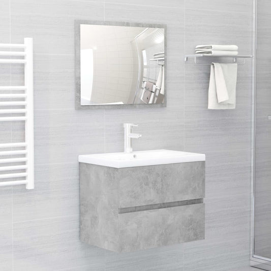 Set Mobili da Bagno 2 pz Grigio Cemento in Legno Multistrato - homemem39