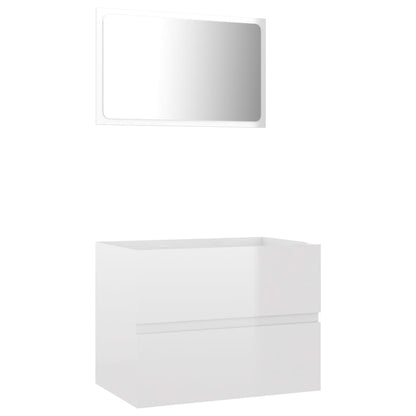 Set Mobili da Bagno 2 pz Bianco Lucido in Legno Multistrato - homemem39