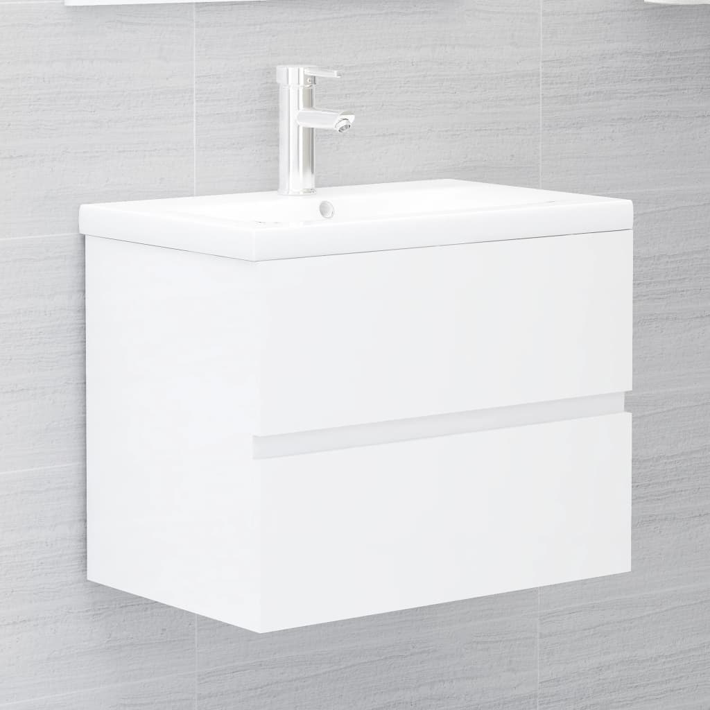 Set Mobili da Bagno 2 pz Bianco Lucido in Legno Multistrato - homemem39