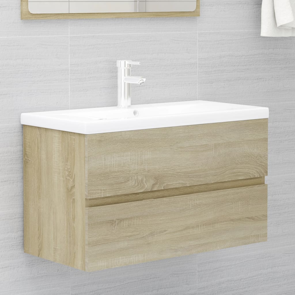 Set Mobili da Bagno 2 pz Rovere Sonoma in Legno Multistrato - homemem39