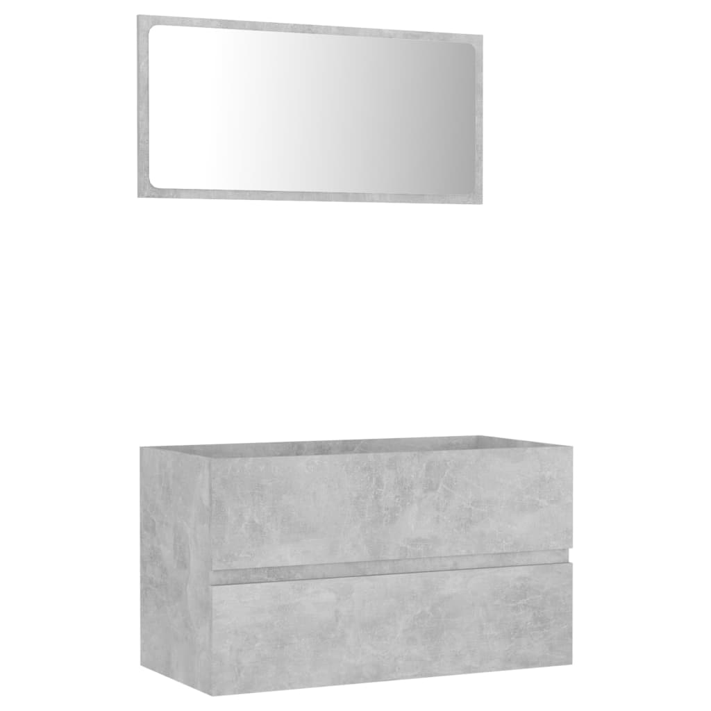 Set Mobili da Bagno 2 pz Grigio Cemento in Truciolato - homemem39