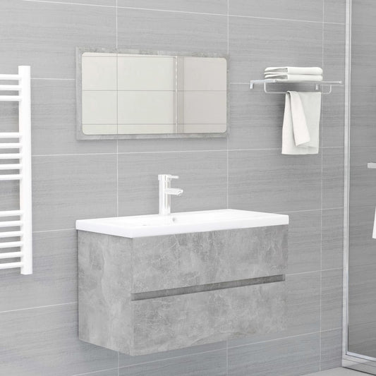 Set Mobili da Bagno 2 pz Grigio Cemento in Truciolato - homemem39