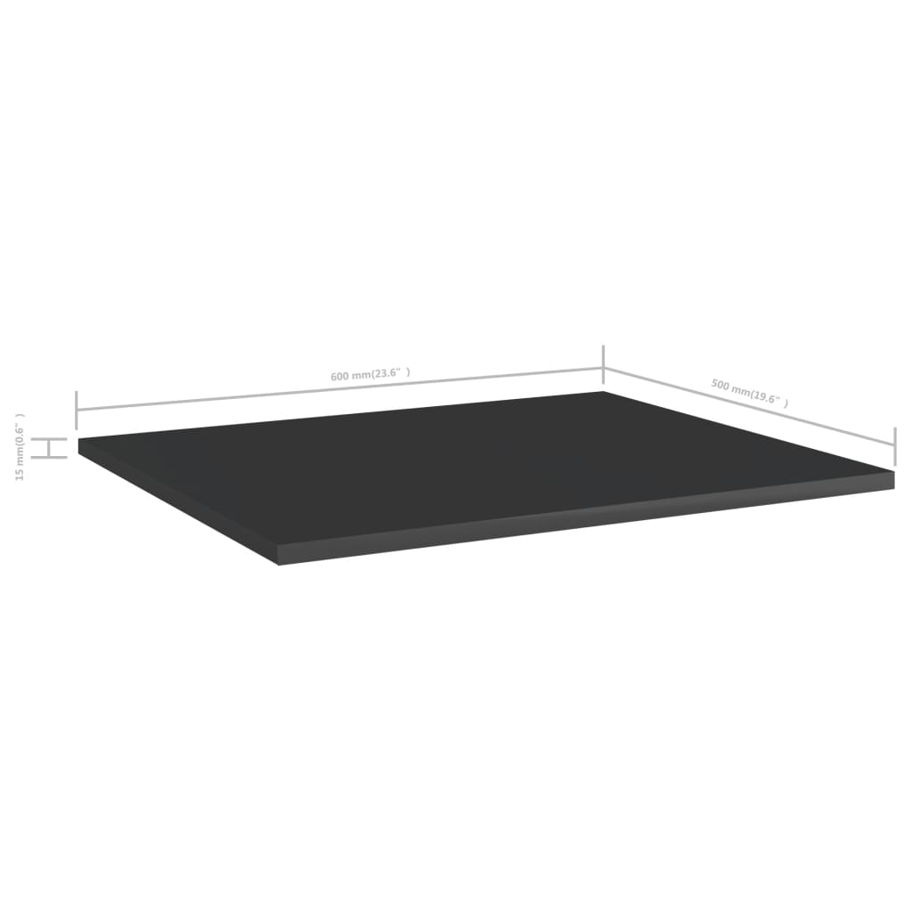 Ripiani per Libreria 8 pz Nero Lucido 60x50x1,5 cm Truciolato - homemem39