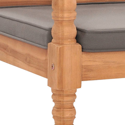 Panca Batavia con Cuscino Grigio Scuro 120 cm Massello di Teak - homemem39