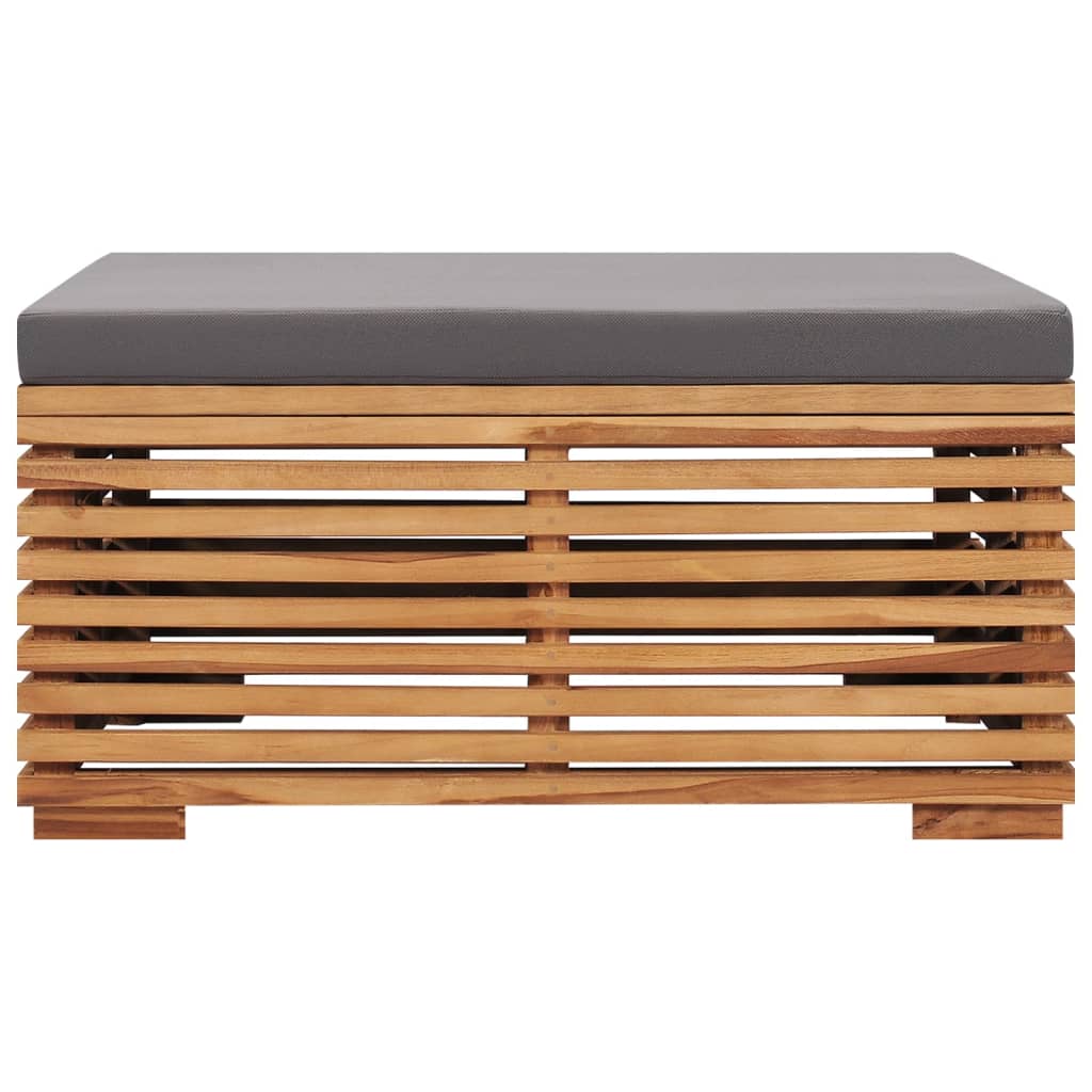 Set Tavolino Poggiapiedi Giardino Cuscino Grigio Scuro in Teak - homemem39