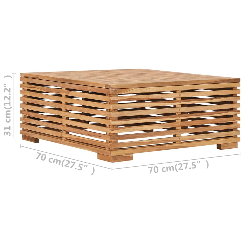 Set Tavolino Poggiapiedi Giardino Cuscino Grigio Scuro in Teak - homemem39