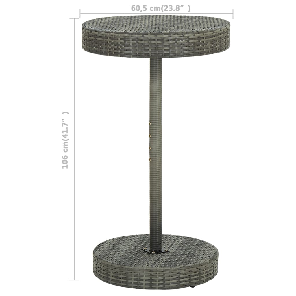 Set Bar da Giardino 3 pz con Cuscini in Polyrattan Grigio - homemem39