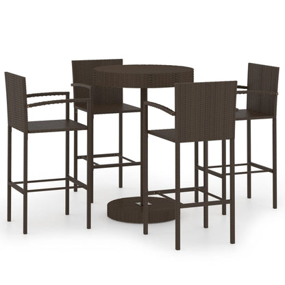 Set da Bar da Giardino 5 pz in Polyrattan Marrone - homemem39