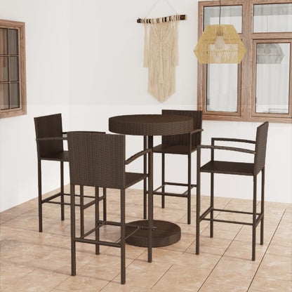 Set da Bar da Giardino 5 pz in Polyrattan Marrone - homemem39