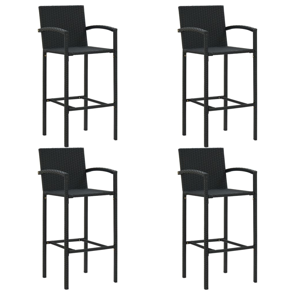 Set Bar da Giardino 5 pz in Polyrattan Nero - homemem39