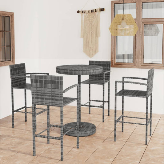 Set da Bar da Giardino 5 pz in Polyrattan Grigio - homemem39