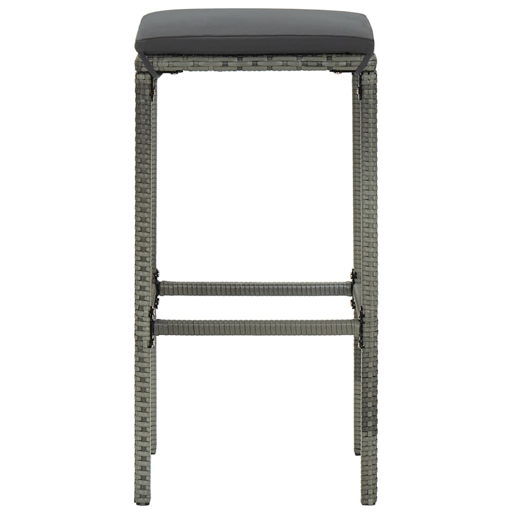 Set Bar da Giardino 3 pz con Cuscini in Polyrattan Grigio - homemem39