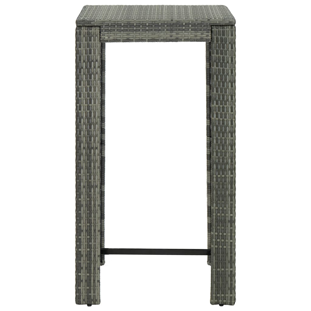 Set Bar da Giardino 3 pz con Cuscini in Polyrattan Grigio - homemem39