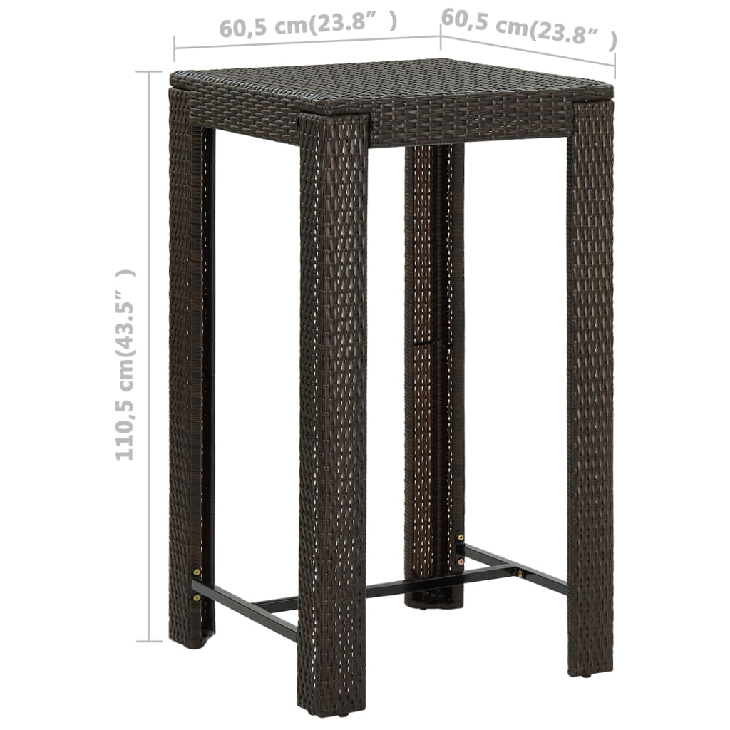 Set da Bar da Giardino 5 pz con Cuscini in Polyrattan Marrone - homemem39