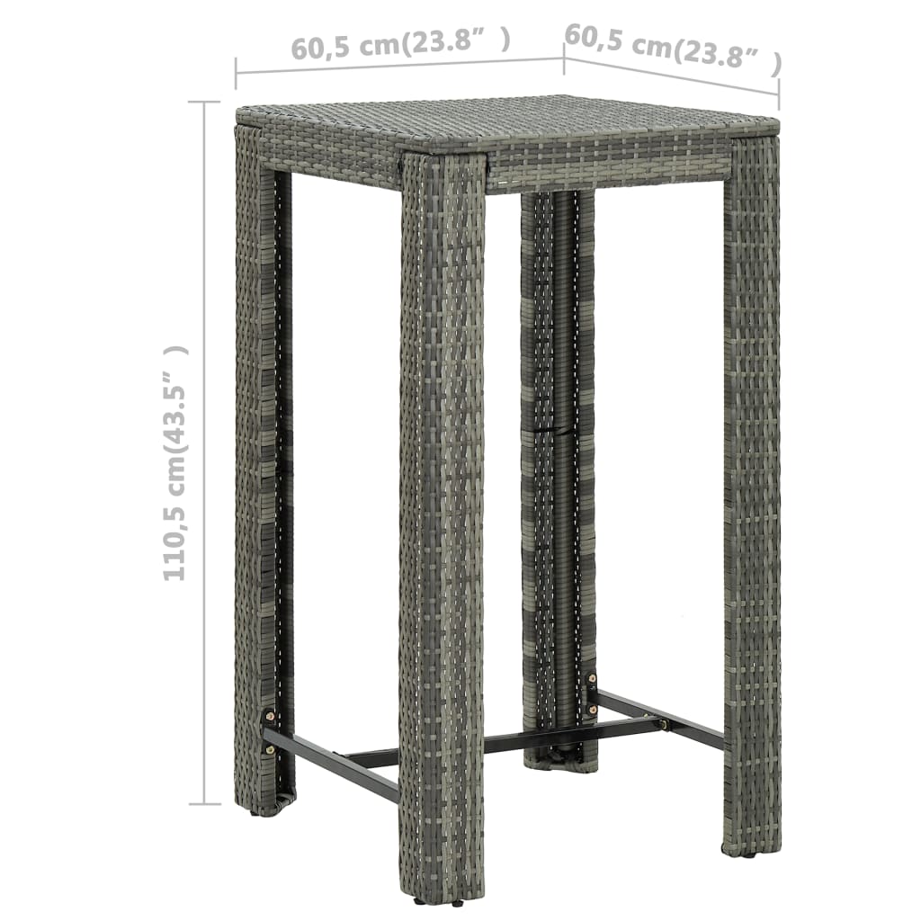 Set da Bar da Giardino 5 pz con Cuscini in Polyrattan Grigio - homemem39