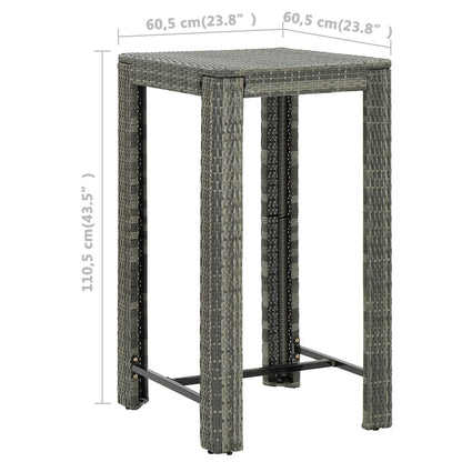 Set da Bar da Giardino 5 pz con Cuscini in Polyrattan Grigio - homemem39