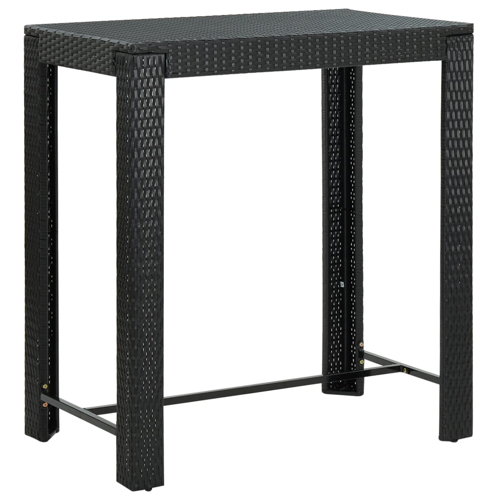 Set Bar da Giardino 5 pz con Cuscini Polyrattan Nero - homemem39