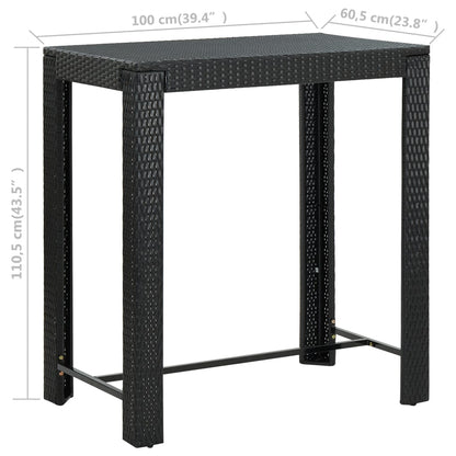 Set Bar da Giardino 7 pz con Cuscini in Polyrattan Nero - homemem39