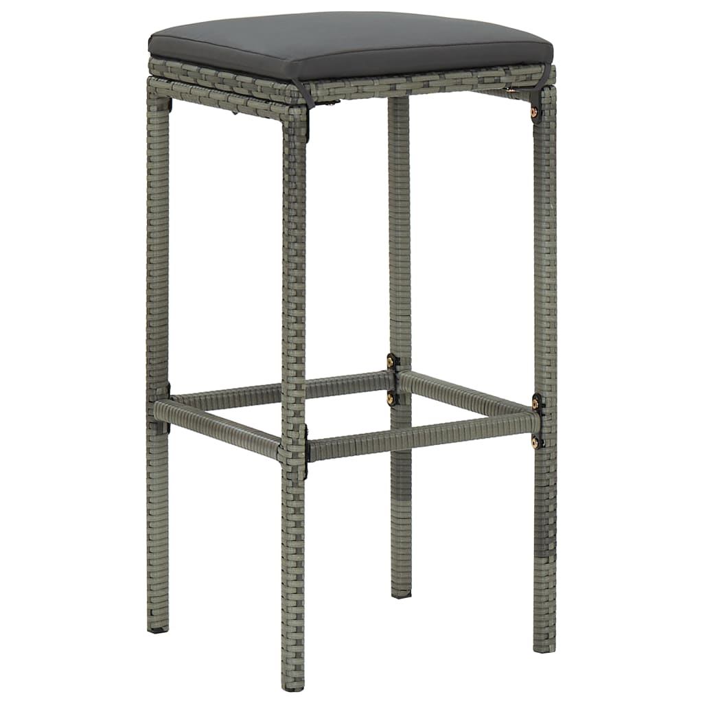 Set da Bar da Giardino 9 pz con Cuscini in Polyrattan Grigio - homemem39