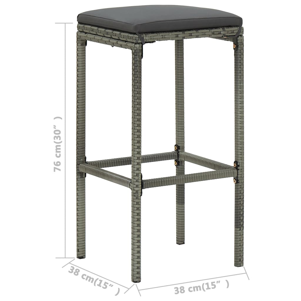 Set da Bar da Giardino 9 pz con Cuscini in Polyrattan Grigio - homemem39