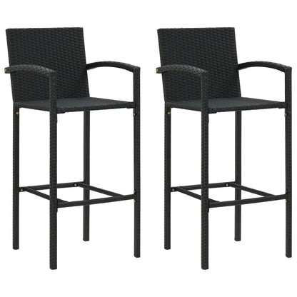 Set Bar da Giardino 3 pz con Braccioli in Polyrattan Nero - homemem39