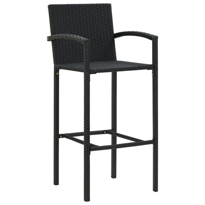 Set Bar da Giardino 3 pz con Braccioli in Polyrattan Nero - homemem39