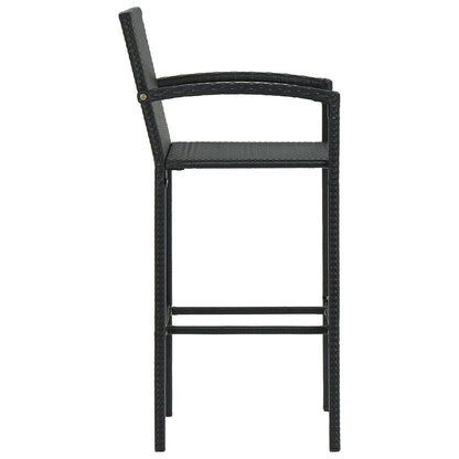 Set Bar da Giardino 3 pz con Braccioli in Polyrattan Nero - homemem39