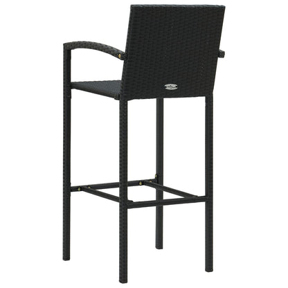 Set Bar da Giardino 3 pz con Braccioli in Polyrattan Nero - homemem39