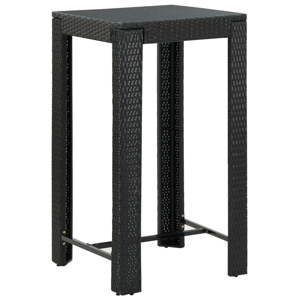 Set Bar da Giardino 3 pz con Braccioli in Polyrattan Nero - homemem39