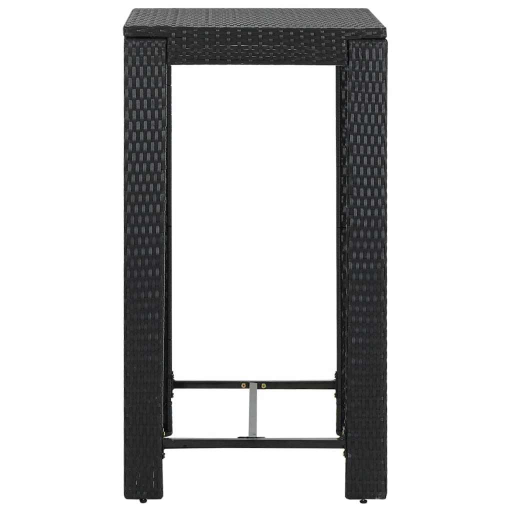 Set Bar da Giardino 3 pz con Braccioli in Polyrattan Nero - homemem39