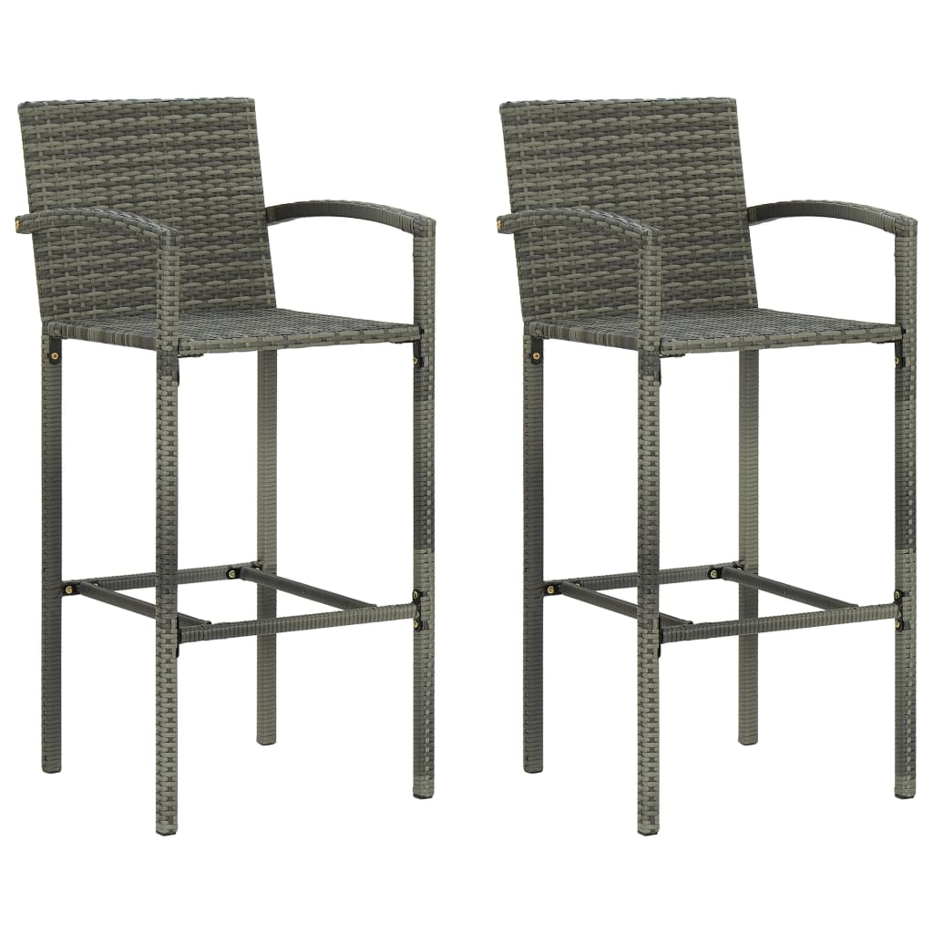 Set Bar da Giardino 3 pz con Braccioli in Polyrattan Grigio - homemem39