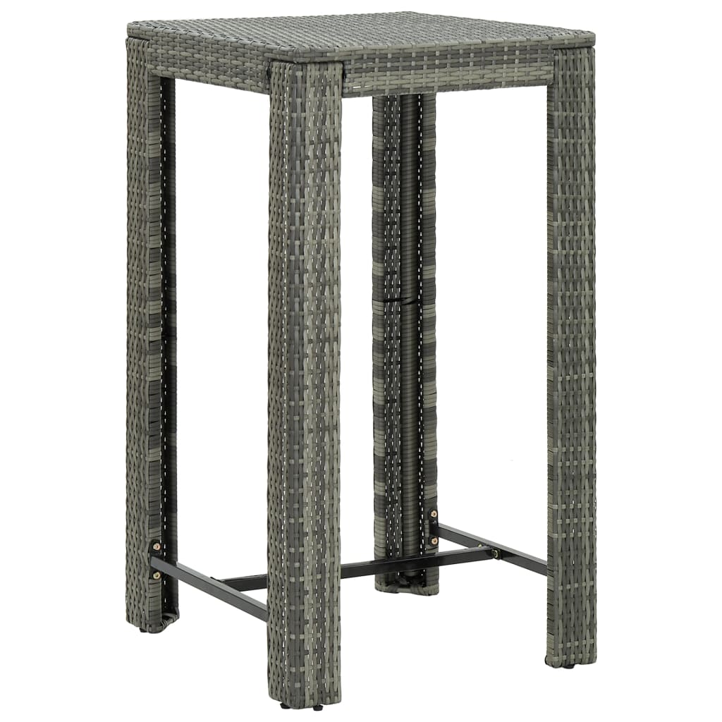 Set Bar da Giardino 3 pz con Braccioli in Polyrattan Grigio - homemem39