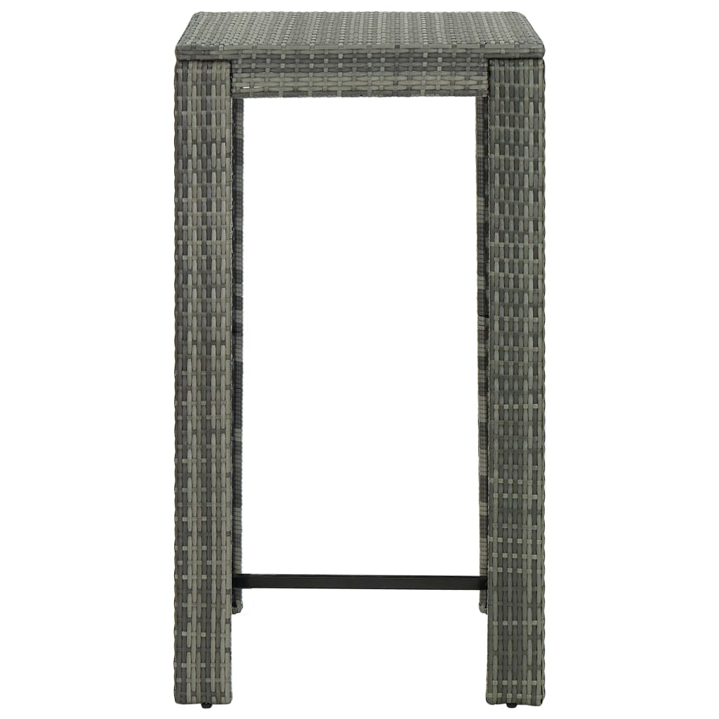 Set Bar da Giardino 3 pz con Braccioli in Polyrattan Grigio - homemem39