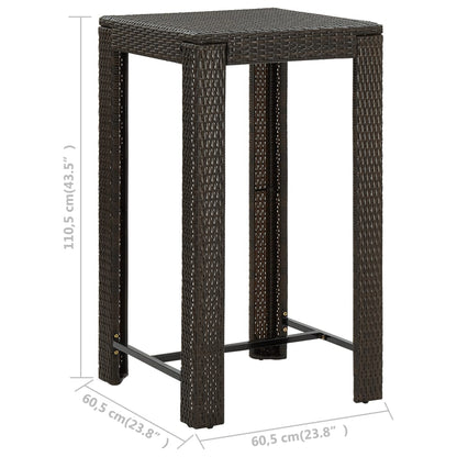 Set Bar da Giardino 5 pz con Braccioli in Polyrattan Marrone - homemem39