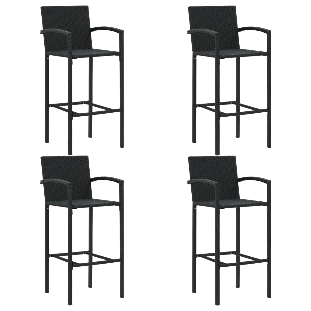 Set Bar da Giardino 5 pz con Braccioli in Polyrattan Nero - homemem39