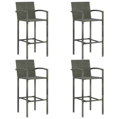 Set Bar da Giardino 5 pz con Braccioli in Polyrattan Grigio - homemem39