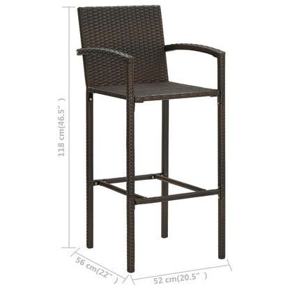 Set Bar da Giardino 5 pz con Braccioli in Polyrattan Marrone - homemem39