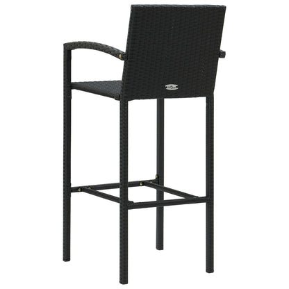 Set Bar da Giardino 5 pz con Braccioli in Polyrattan Nero - homemem39