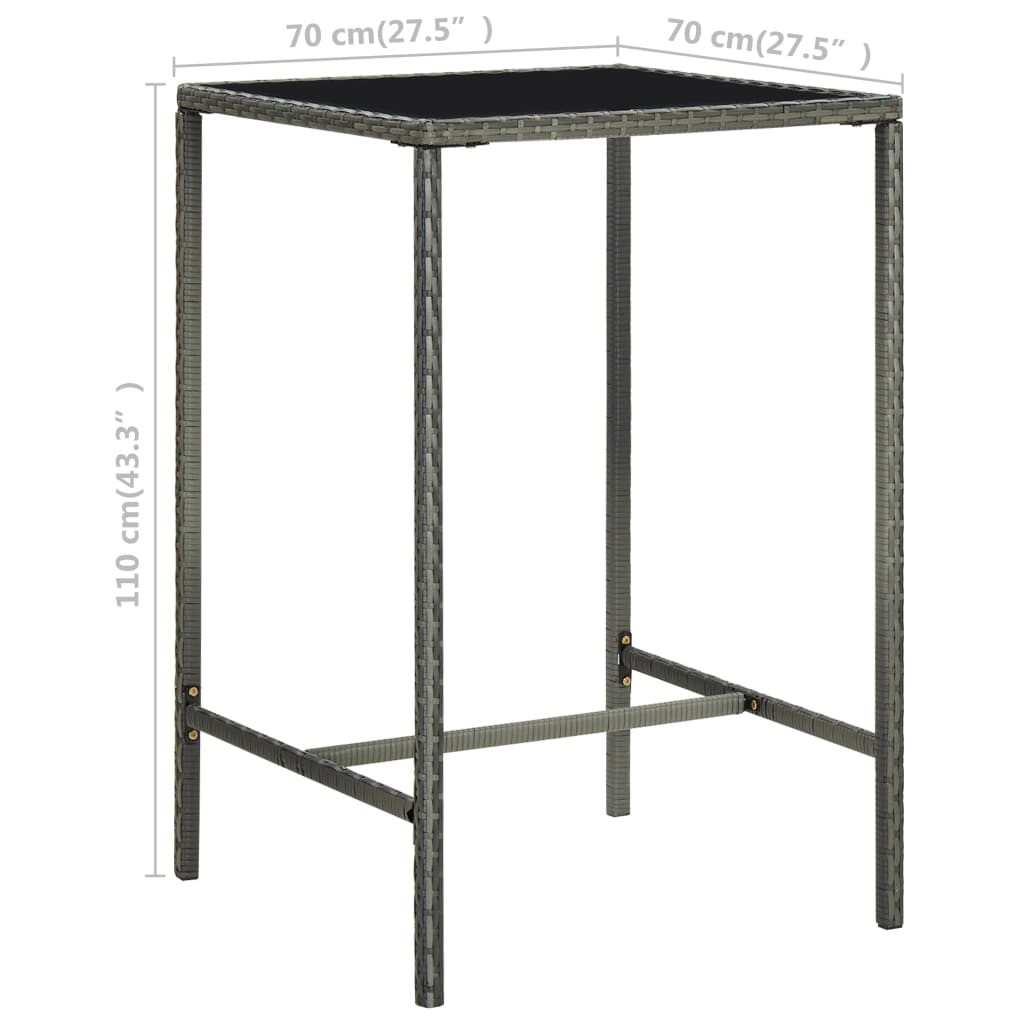 Set da Bar da Giardino 5 pz con Cuscini in Polyrattan Grigio - homemem39