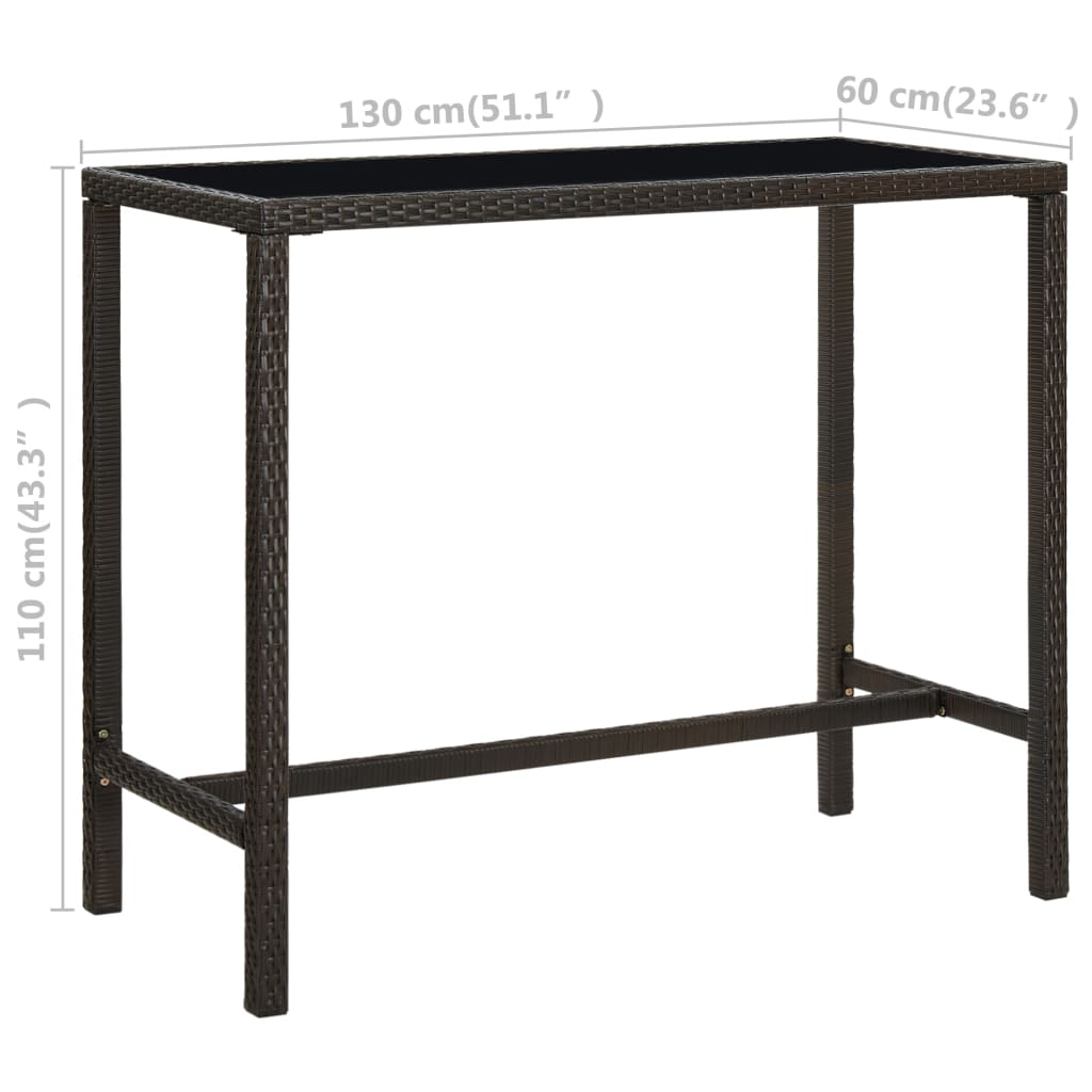 Set da Bar da Giardino 7 pz con Cuscini in Polyrattan Marrone - homemem39