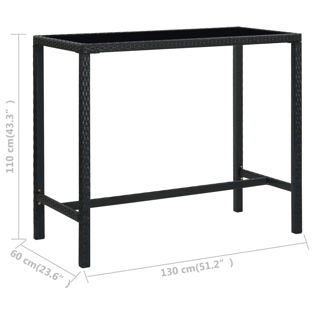 Set Bar da Giardino 7 pz con Cuscini in Polyrattan Nero - homemem39