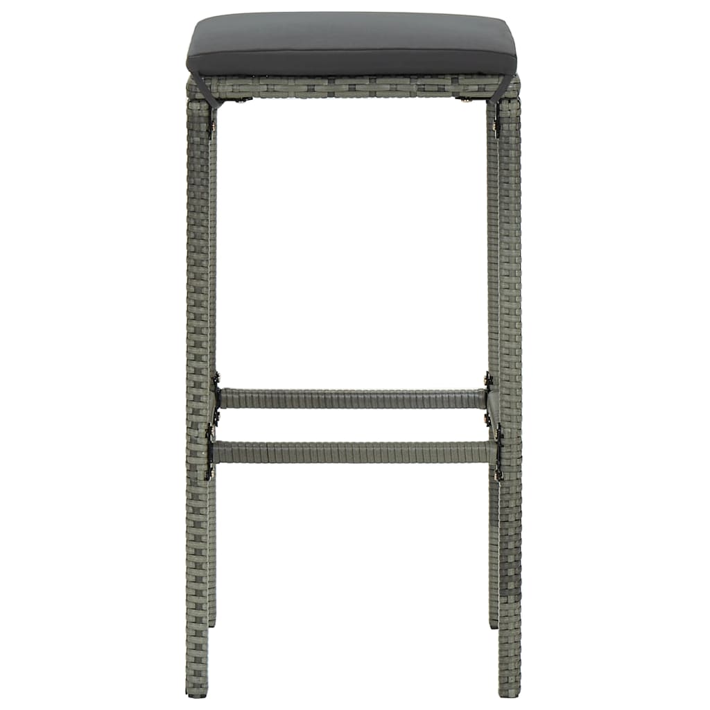 Set da Bar da Giardino 7 pz con Cuscini in Polyrattan Grigio - homemem39