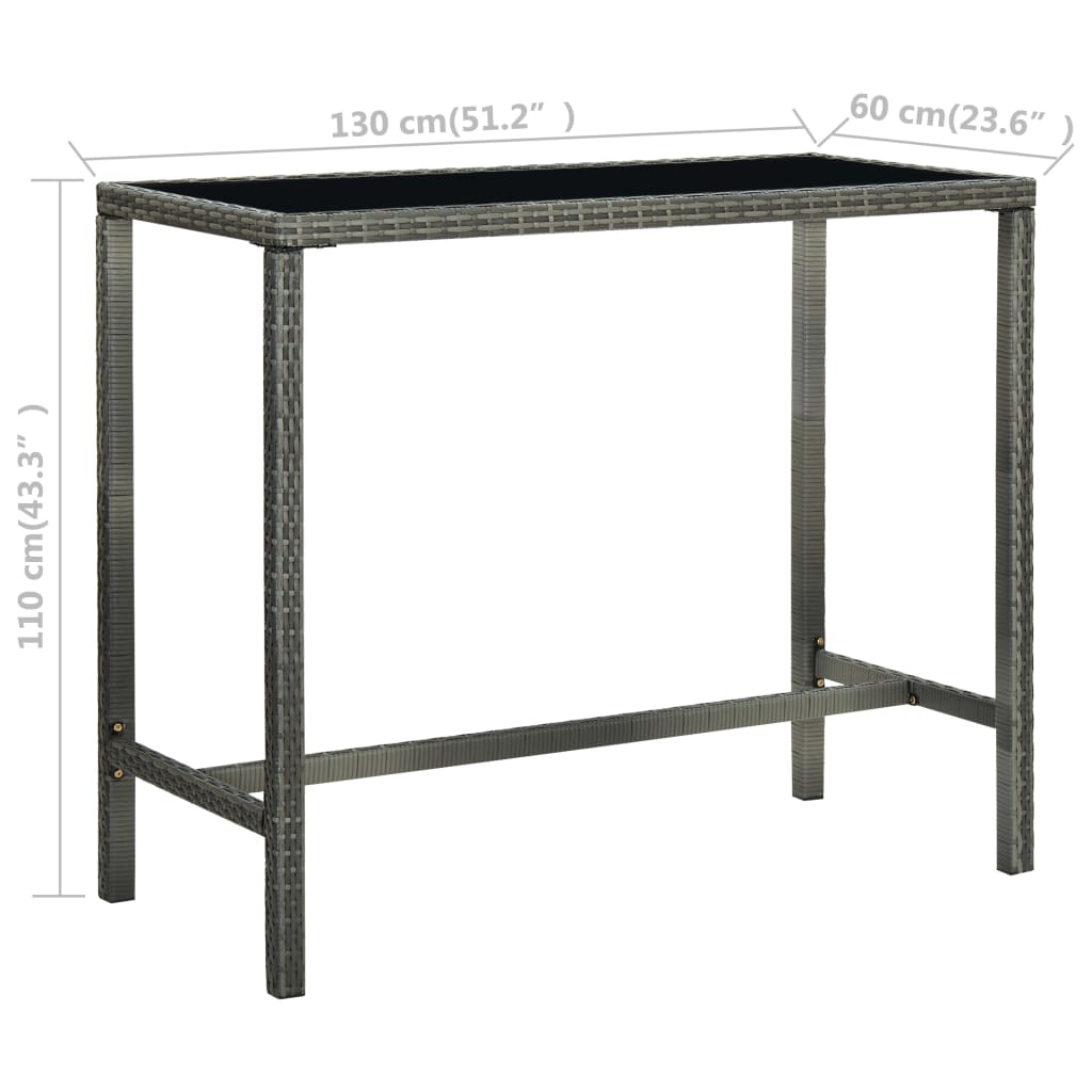 Set da Bar da Giardino 7 pz con Cuscini in Polyrattan Grigio - homemem39