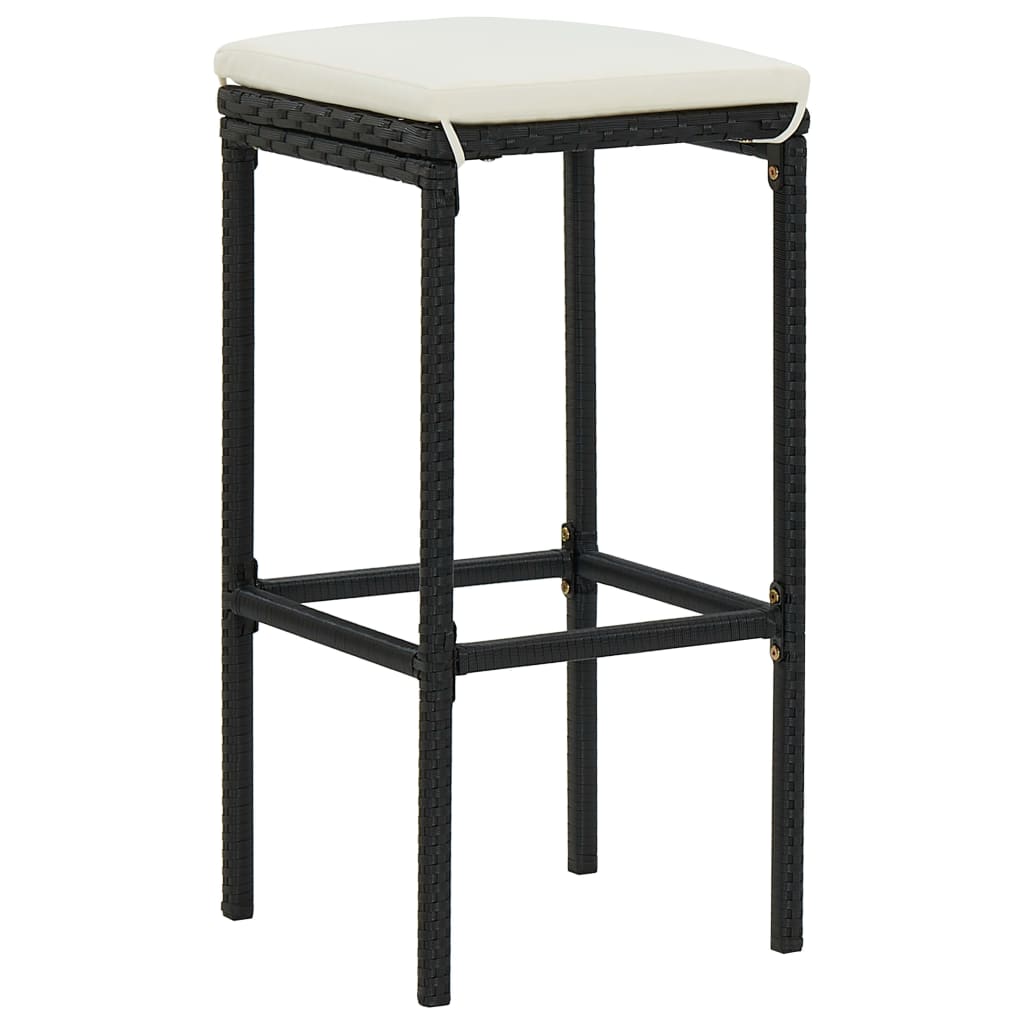 Set da Bar da Giardino 9 pz con Cuscini in Polyrattan Nero - homemem39