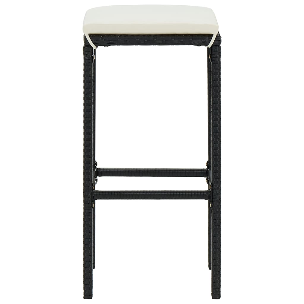 Set da Bar da Giardino 9 pz con Cuscini in Polyrattan Nero - homemem39