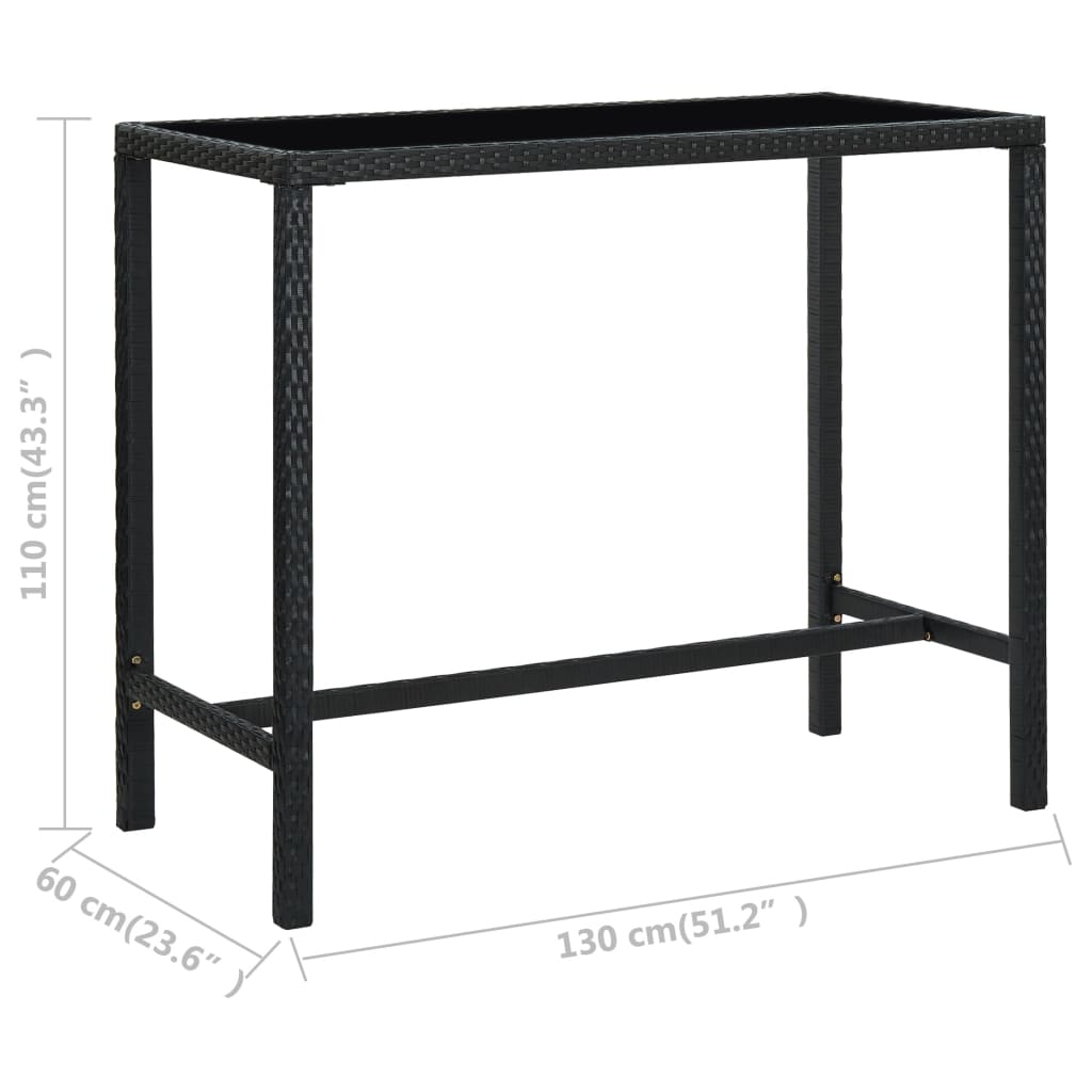 Set da Bar da Giardino 9 pz con Cuscini in Polyrattan Nero - homemem39