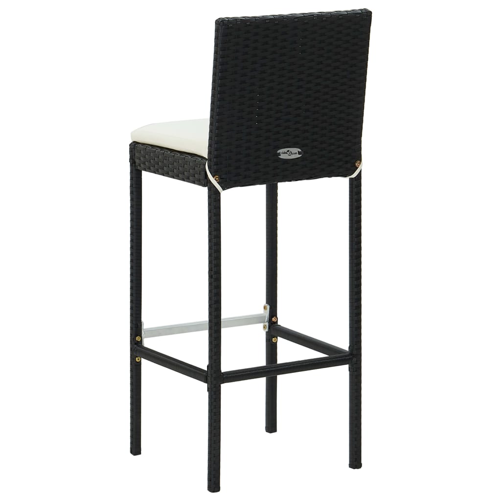 Set Bar da Giardino 3 pz con Cuscini Polyrattan Nero - homemem39