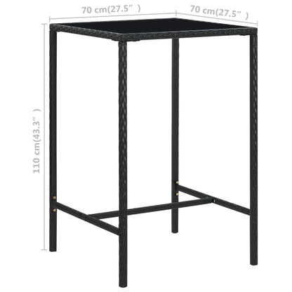 Set Bar da Giardino 3 pz con Cuscini Polyrattan Nero - homemem39