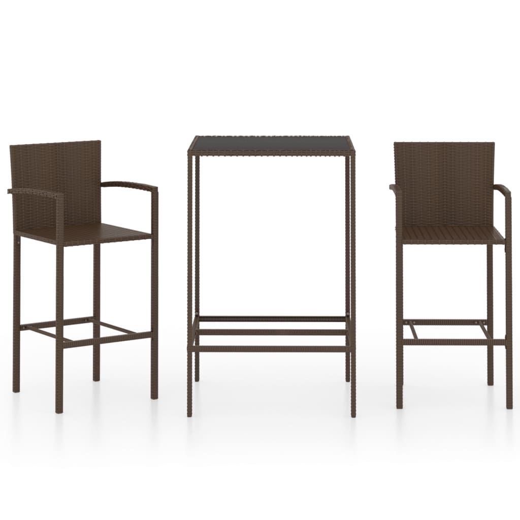 Set da Bar da Giardino 3 pz in Polyrattan Marrone - homemem39