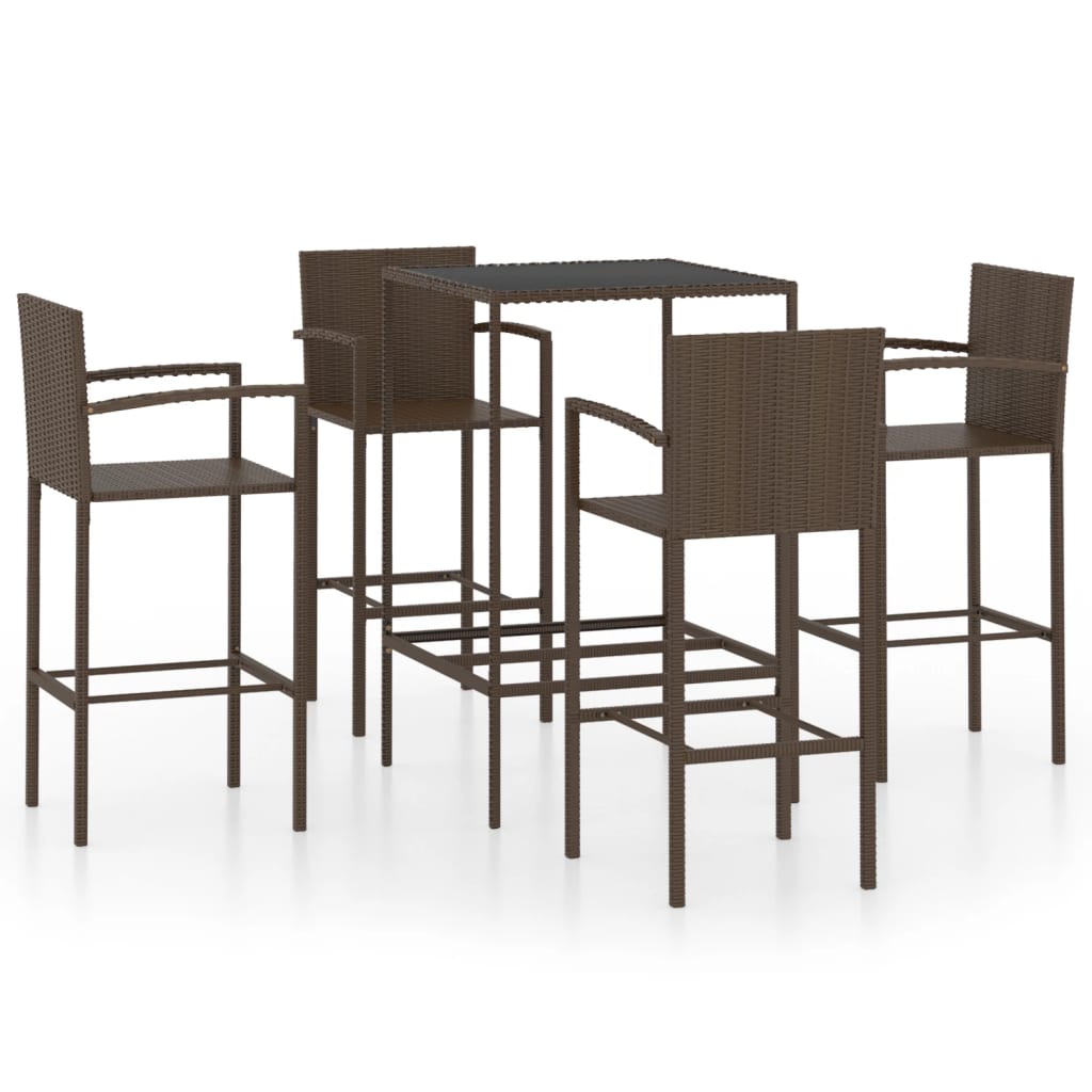 Set da Bar da Giardino 5 pz in Polyrattan Marrone - homemem39